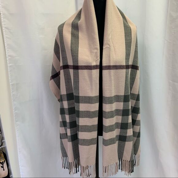 Indigo Pastel Dusty Rose Pink Burgundy Gray Fall Winter Warm Soft Blanket Scarf - Picture 6 of 9